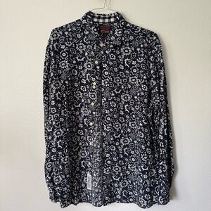 Cremieux XXL Navy & White Floral Button-Down Shirt | 100% Lyocell $50